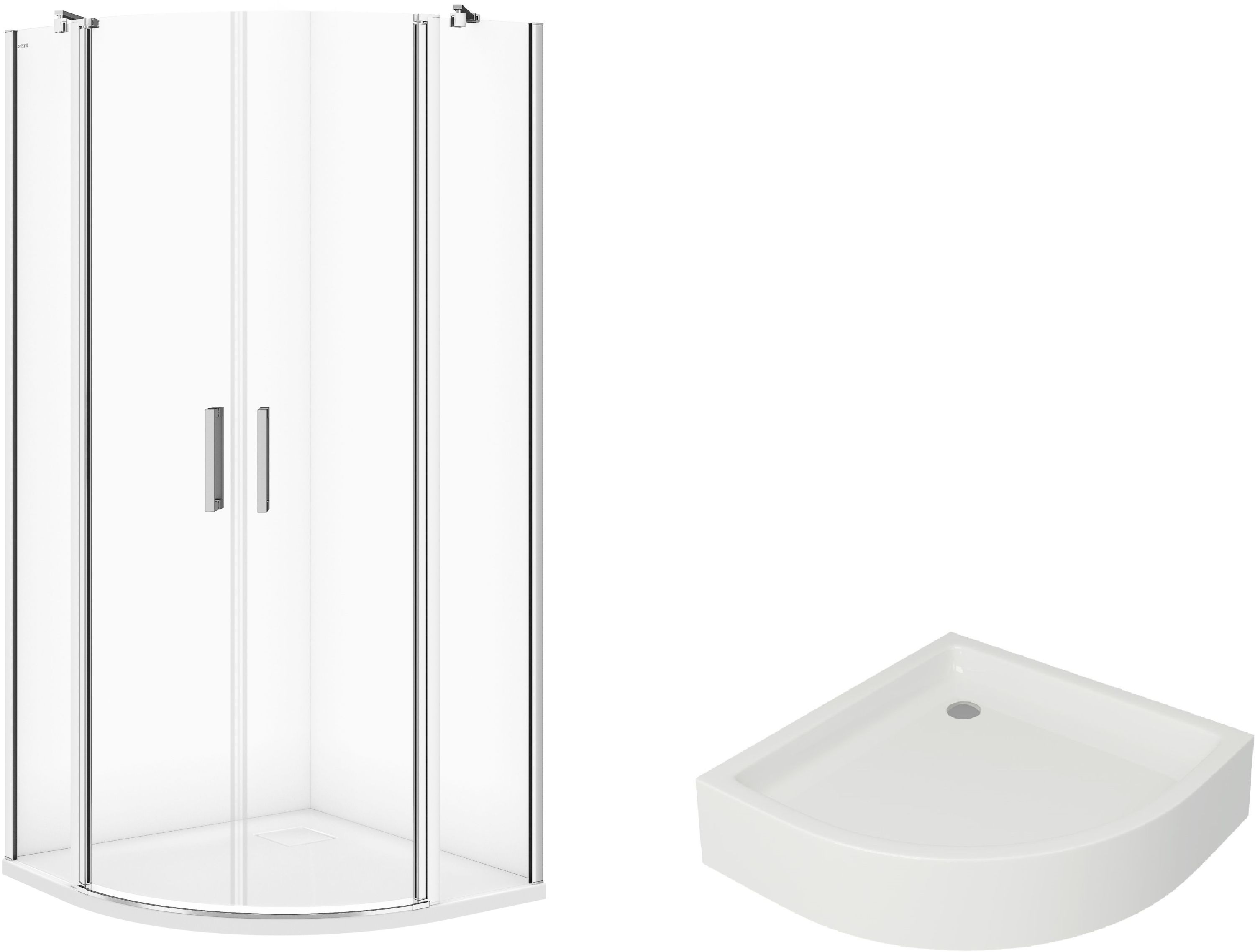 Conjunto cabina de ducha Cersanit Moduo S162-010, plato de ducha semicircular Cersanit Tako S204-004