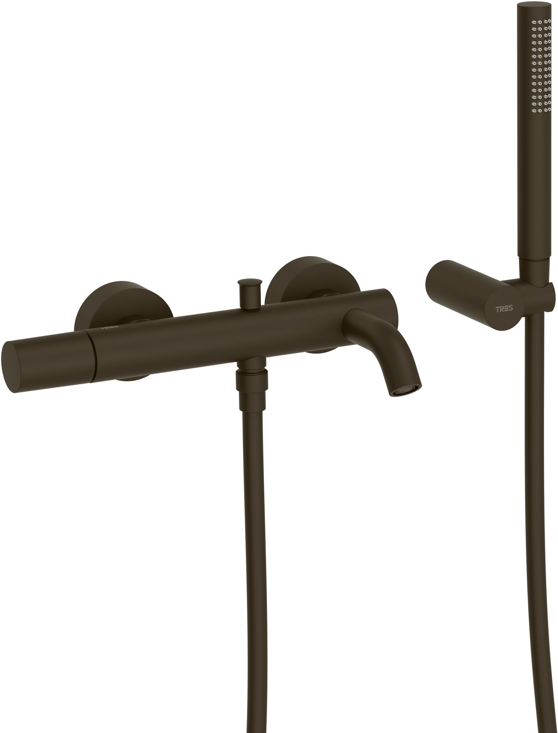 Tres Study Exclusive grifo de bañera y ducha a pared negro 26117001KMB