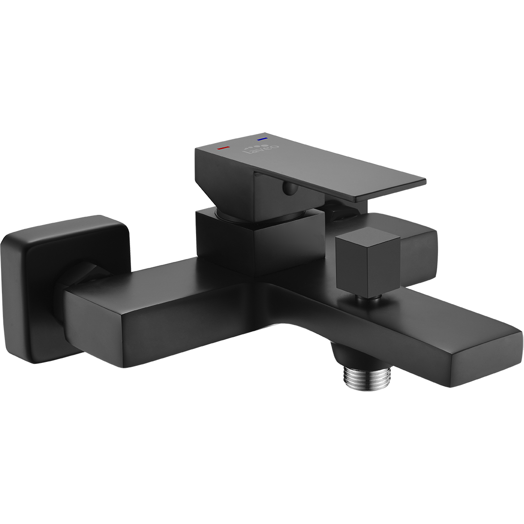 Laveo Kvadrato grifo de bañera y ducha a pared negro BLQ710D