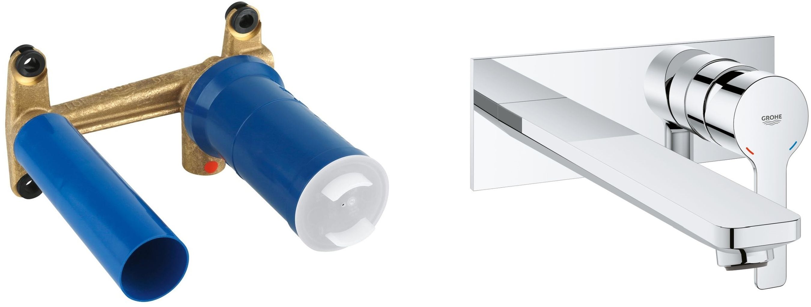 Conjunto grifo para lavabo Grohe Lineare 23444001, sistema empotrado para grifo Grohe Eurostyle 23571000