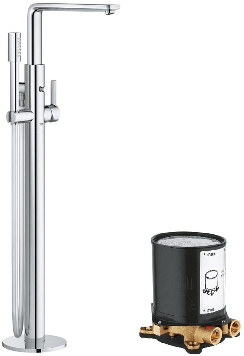 Conjunto grifo de bañera y ducha Grohe Lineare 23792001, base de empotramiento Grohe 45984001