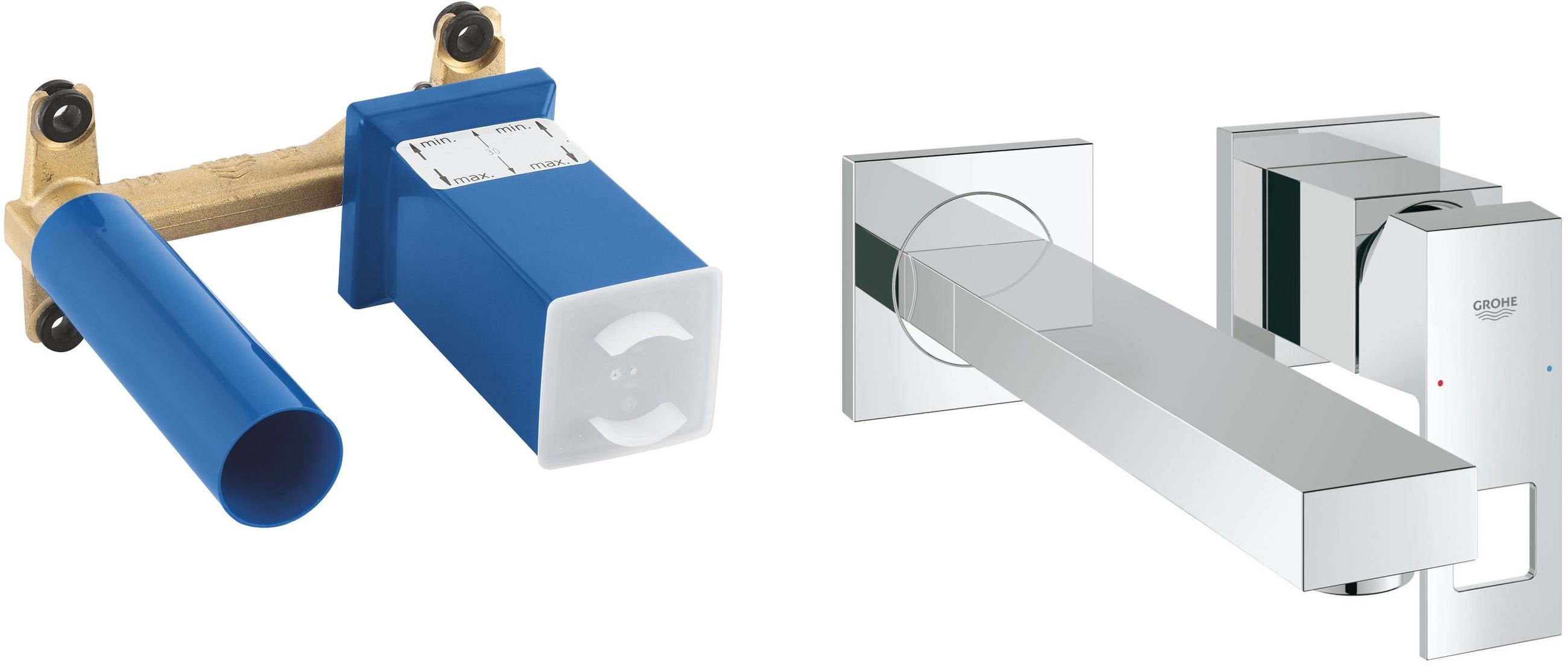 Conjunto elemento empotrado Grohe 23200002, grifo para lavabo Grohe Eurocube 23447000