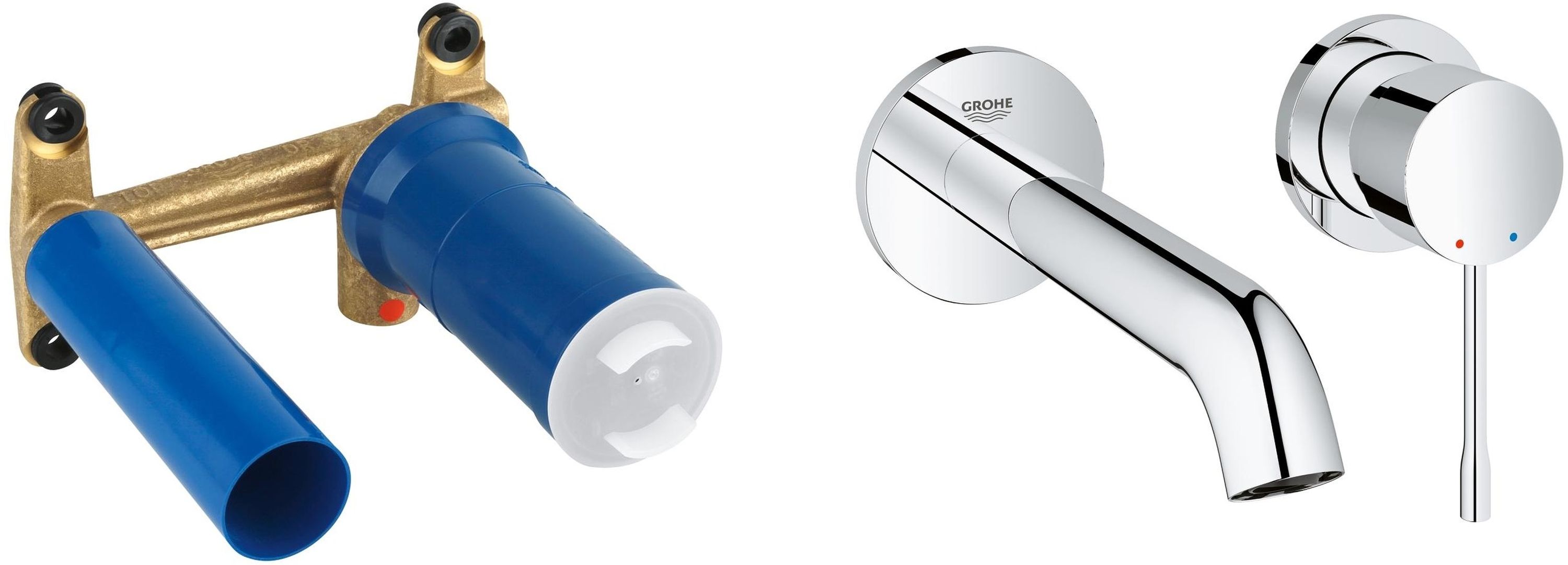 Conjunto sistema empotrado para grifo Grohe Eurostyle 23571000, grifo para lavabo Grohe Essence 19408001