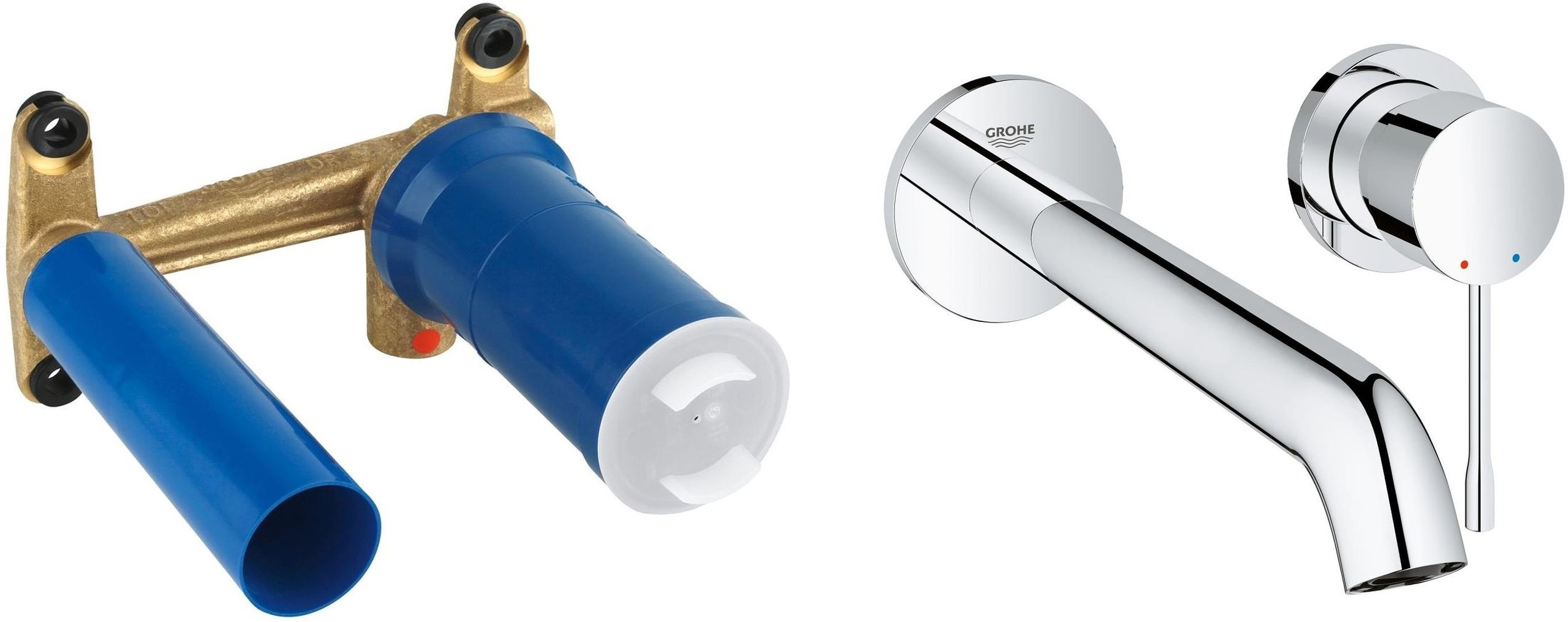 Conjunto grifo para lavabo Grohe Essence New 19967001, sistema empotrado para grifo Grohe Eurostyle 23571000