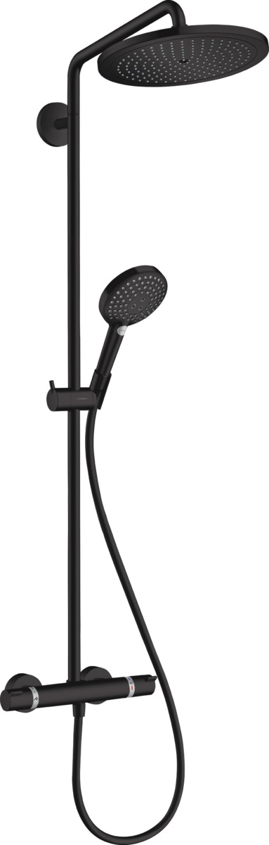 Hansgrohe Croma Select S conjunto de ducha a pared con termostato con rociador con efecto lluvia negro 26891670