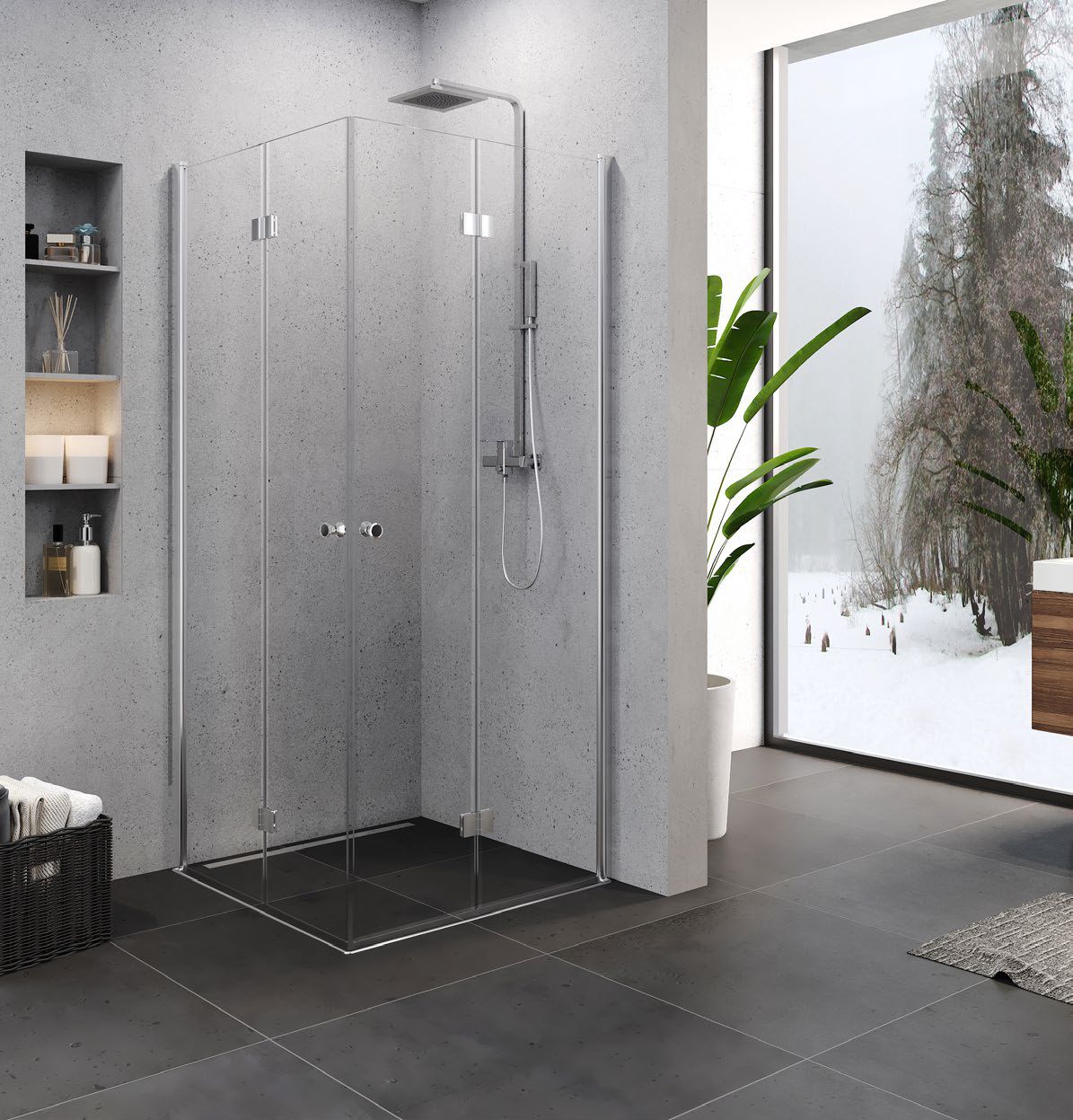 New Trendy Superia cabina de ducha 90x80 cm rectangular cromo brillo/vidrio transparente K-0740