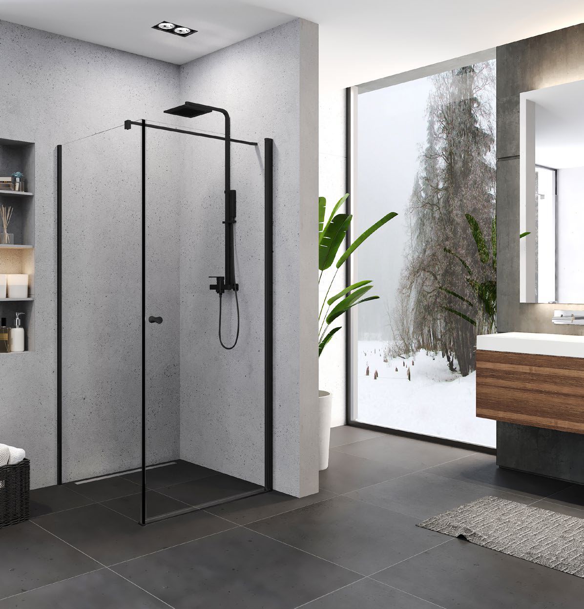 New Trendy Superia Black cabina de ducha 90x80 cm rectangular negro mate/vidrio transparente K-0800