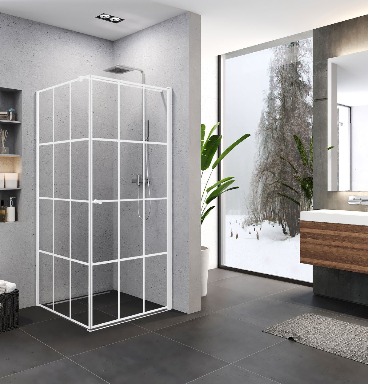 New Trendy Superia White cabina de ducha 90x90 cm cuadrada blanco mate/vidrio con patrón K-0795