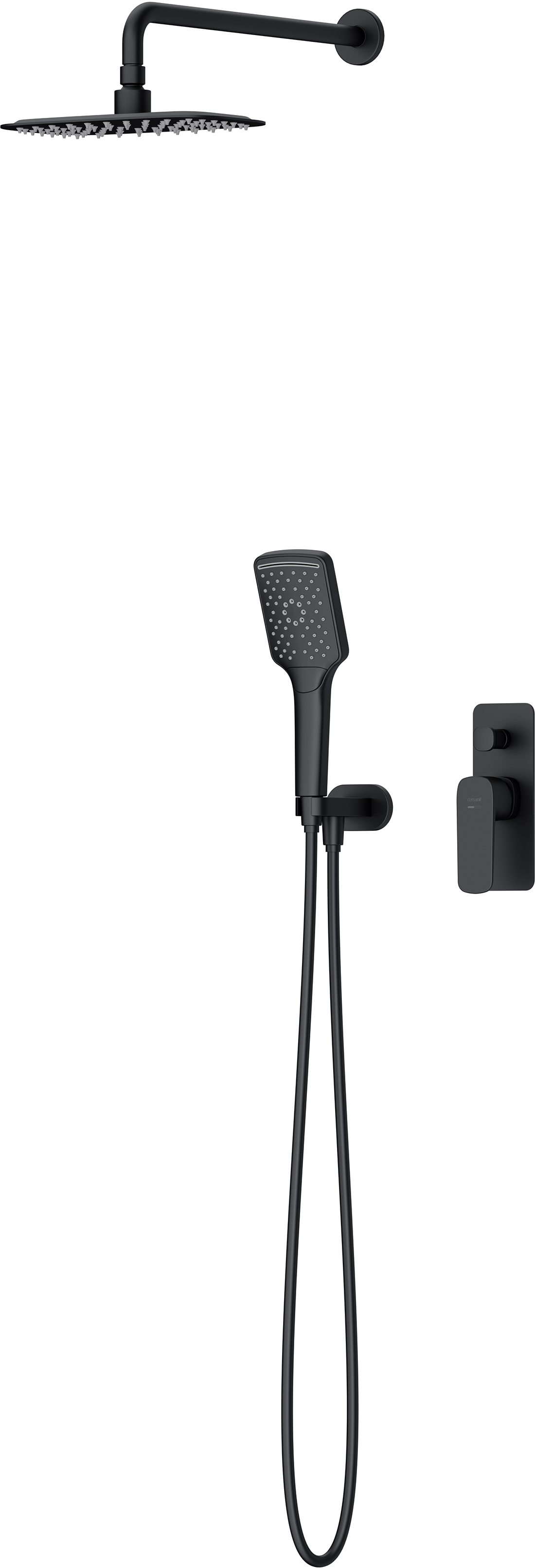 Cersanit Larga conjunto de ducha empotrado con rociador con efecto lluvia negro S952-031