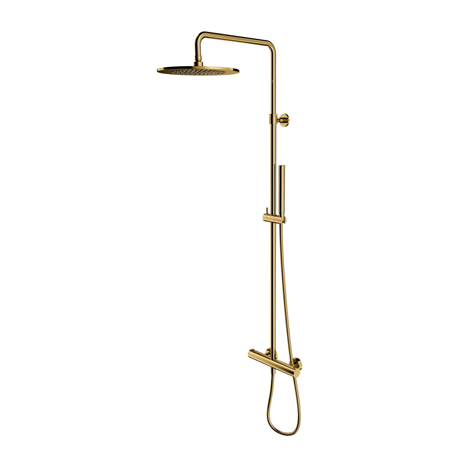 Omnires Y conjunto de ducha a pared con termostato con rociador con efecto lluvia oro Y1244SUGL