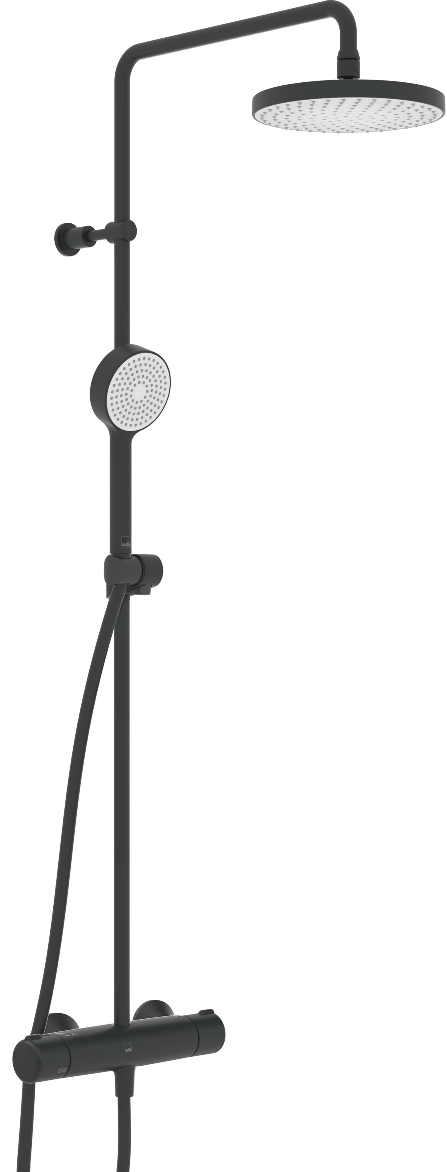 Oras Nova conjunto de ducha a pared con termostato con rociador con efecto lluvia negro 7402U-33