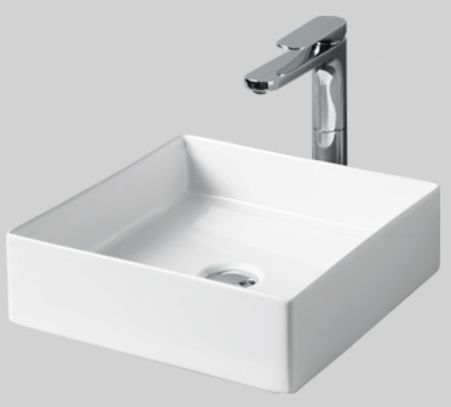 Art Ceram Scalino lavabo 38x38 cm cuadrada sobre encimera blanco SCL00101;00