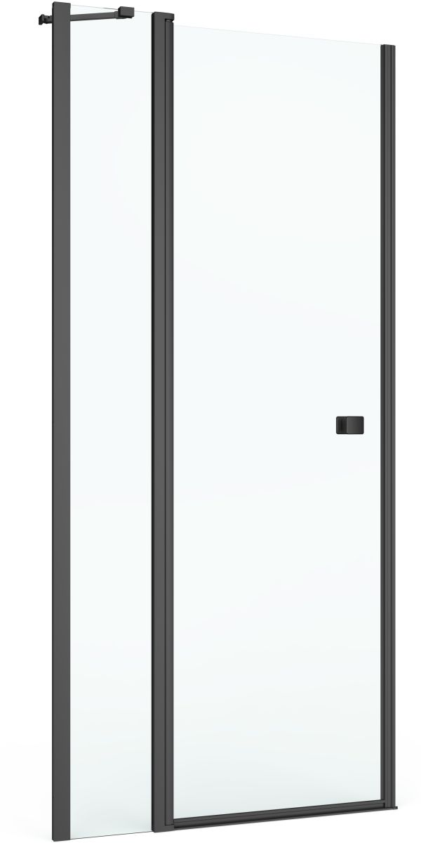 Roca Capital puerta de ducha 120 cm oscilante negro mate/vidrio transparente AM4612016M