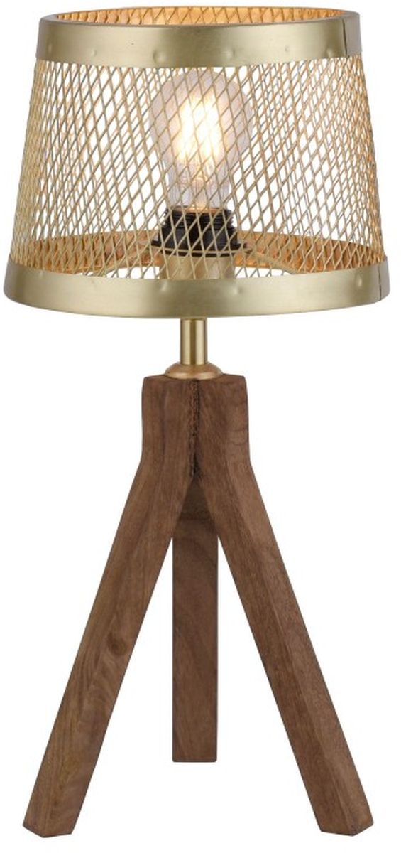Just Light Frederik lámpara de sobremesa 1x60 W latón-madera 11423-60