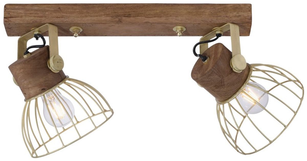 Just Light Alami lámpara de techo 2x25 W latón-madera 11487-60