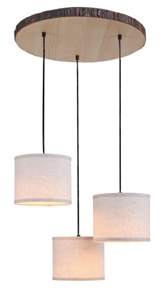 Just Light Bark lámpara colgante 3x40 W negro-madera-beige 11236-79