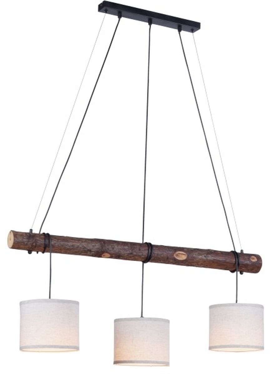 Just Light Bark lámpara colgante 3x40 W negro-madera-beige 11238-79