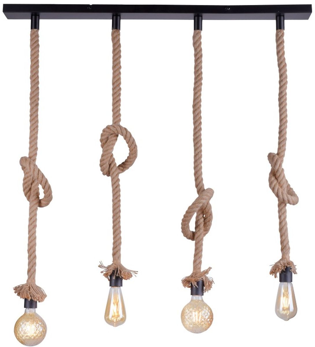 Just Light Rope lámpara colgante 4x15 W negro-marrón 15487-18