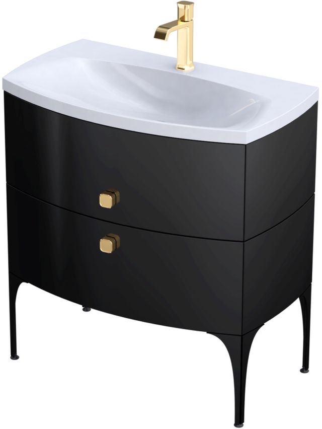 Oristo Louis armario 81.6x47.7x55.4 cm suspendido, para lavabo negro OR50-SD2S-82-7