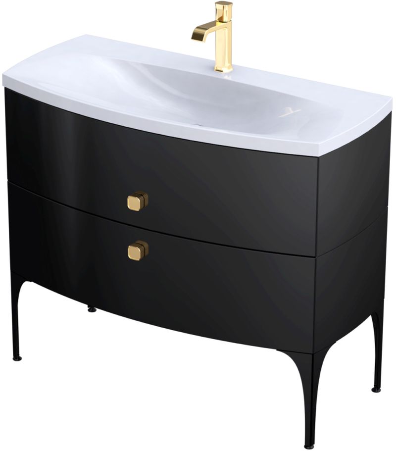 Oristo Louis armario 101.6x47.7x55.4 cm suspendido, para lavabo negro OR50-SD2S-102-7