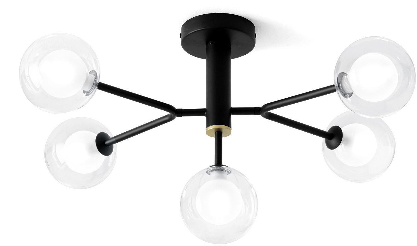 Miloox Cosmo lámpara de techo 5x40 W negro-transparente 1744.166