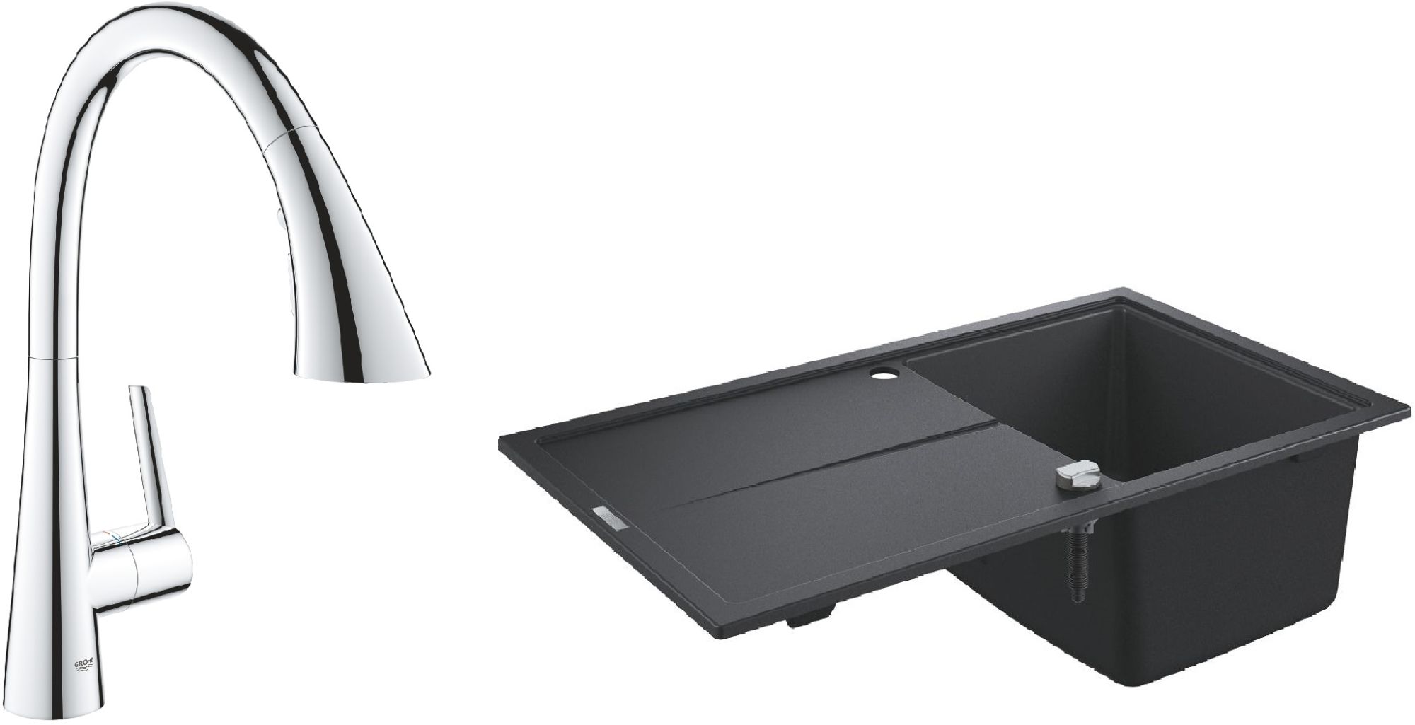 Conjunto grifo de cocina Grohe Zedra 32294002, fregadero de granito Grohe K400 31640AP0