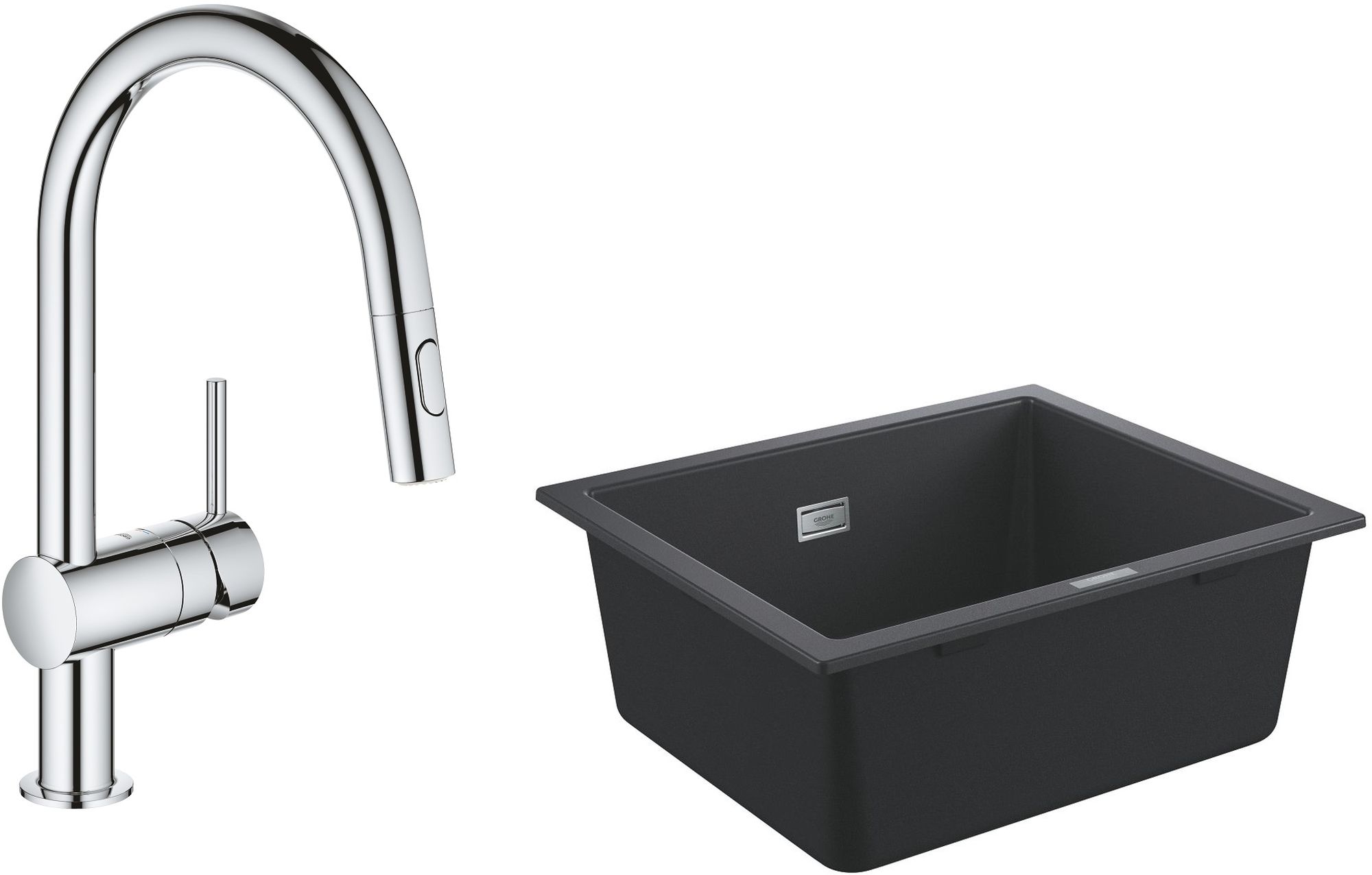 Conjunto fregadero de granito Grohe K700 31654AP0, grifo de cocina Grohe Minta 32321002