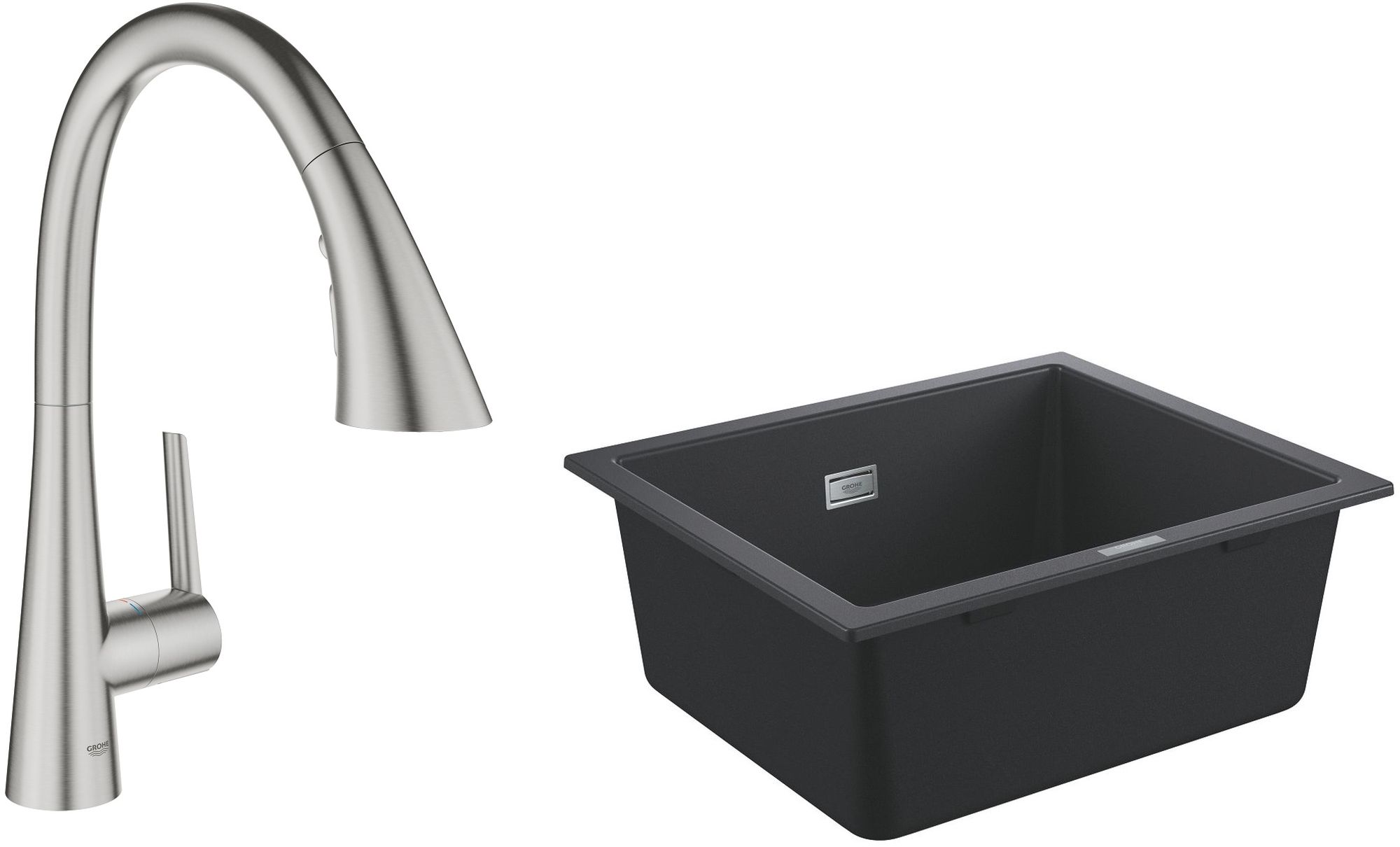 Conjunto grifo de cocina Grohe Zedra 32294DC2, fregadero de granito Grohe K700 31654AP0