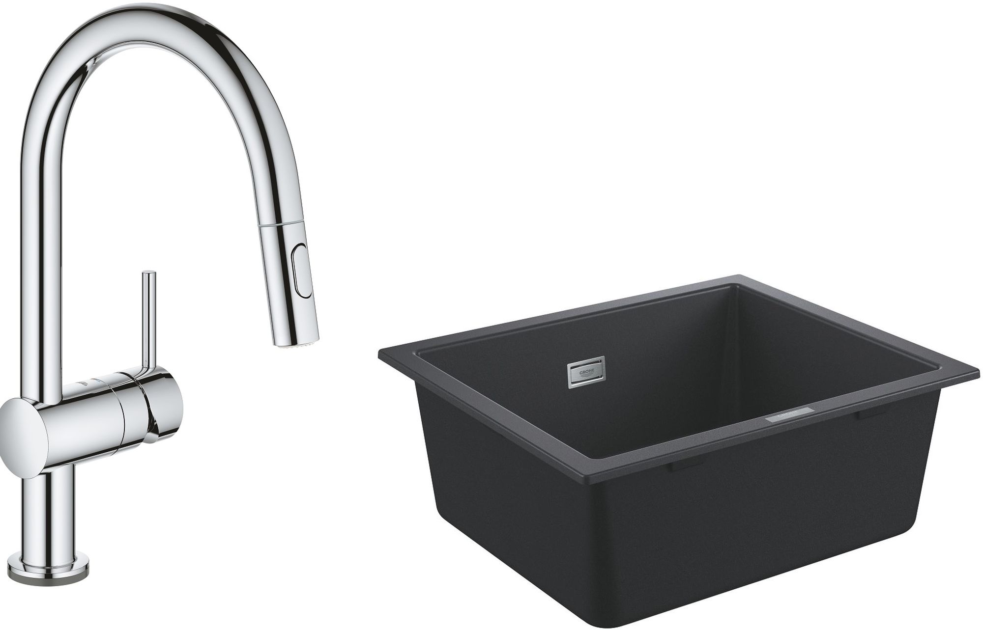 Conjunto grifo de cocina Grohe Minta 31358002, fregadero de granito Grohe K700 31654AP0