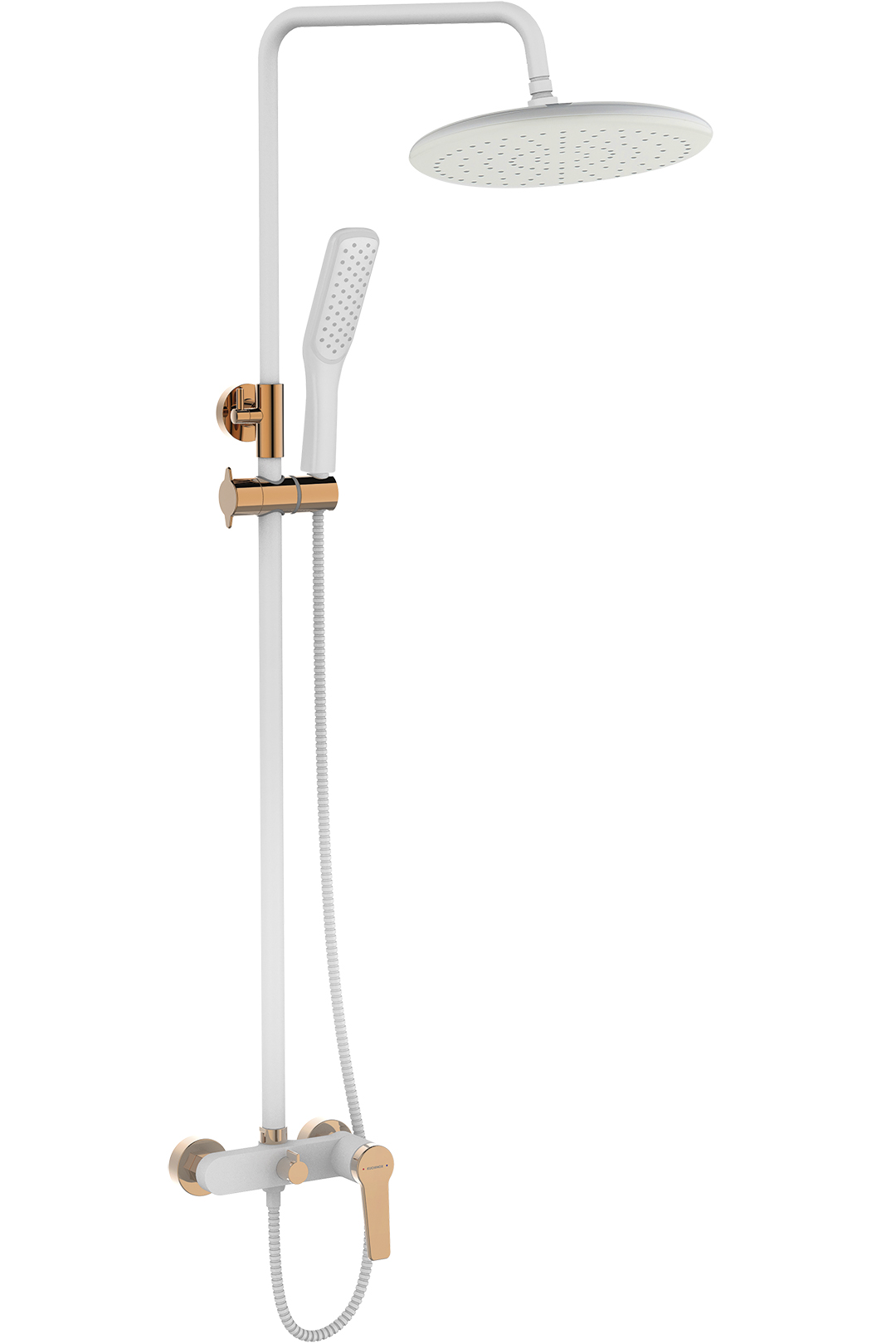 Kuchinox Alanis conjunto de ducha a pared con rociador con efecto lluvia blanco PQI60OB