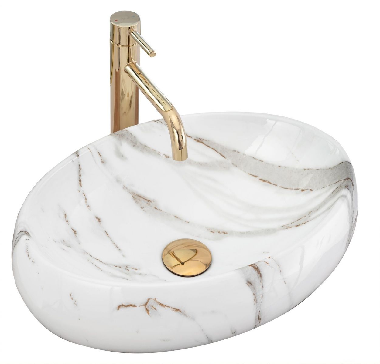 Rea Linda lavabo 48.5x34 cm oval sobre encimera gris/piedra REA-U8695
