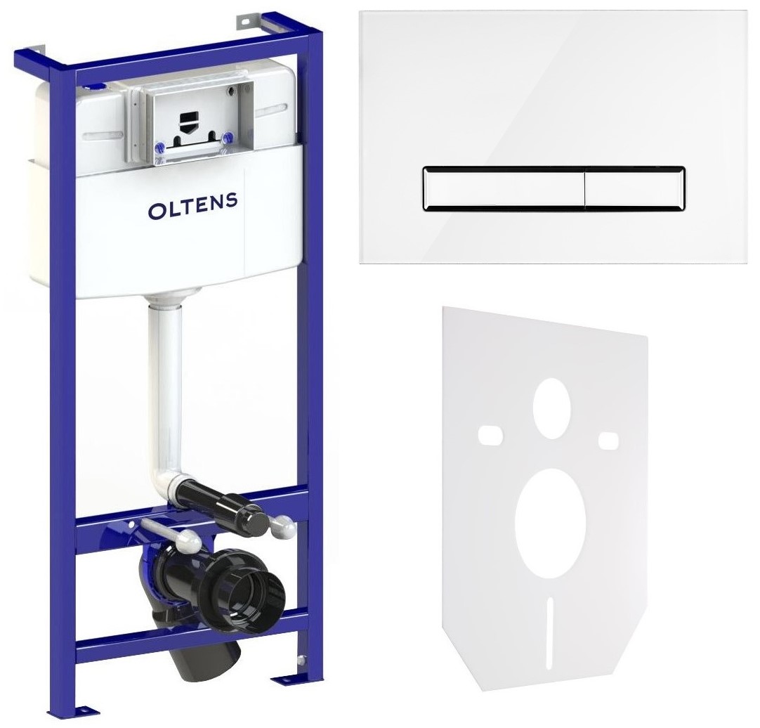 Conjunto marco empotrado Oltens Triberg 50001000, botón de descarga Oltens Torne 57200000, 49301000
