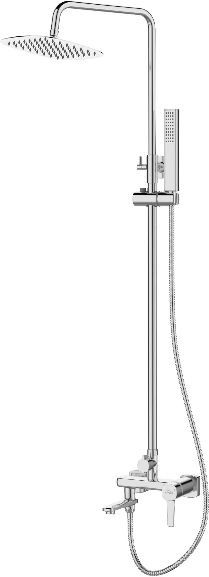 Invena Glamour conjunto bañera/ducha a pared con rociador con efecto lluvia cromo AU-05-B01
