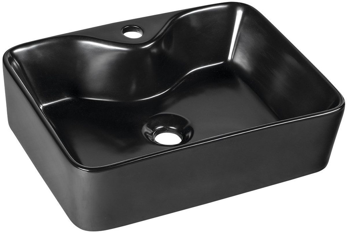 Sapho Balena lavabo 48x37 cm rectangular sobre encimera negro mate BH7013B