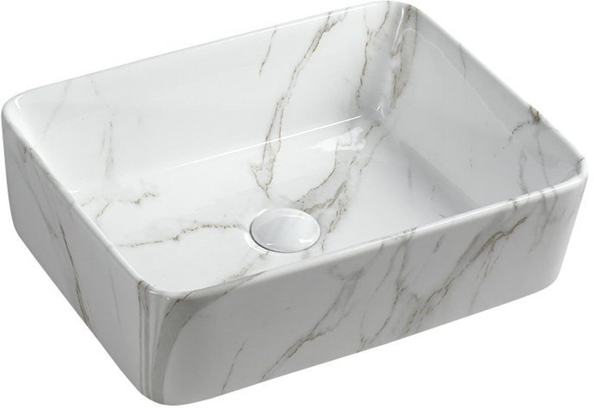 Sapho Dalma lavabo 48x38 cm rectangular sobre encimera blanco MM517