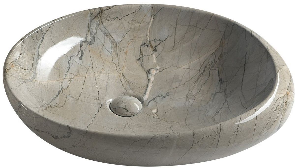 Sapho Dalma lavabo 68x44 cm oval sobre encimera gris/piedra MM313