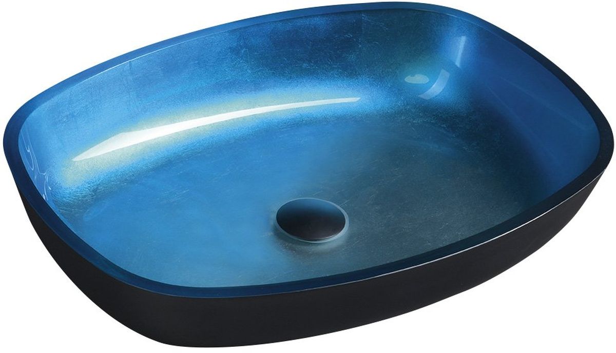 Sapho Beauty lavabo 54x40 cm oval sobre encimera negro-azul brillante TY224