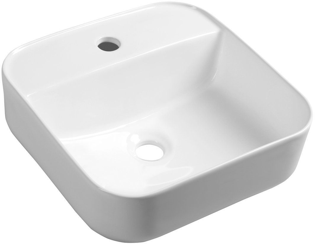 Sapho Molveno lavabo 39.5x39.5 cm cuadrada sobre encimera blanco brillante AR453