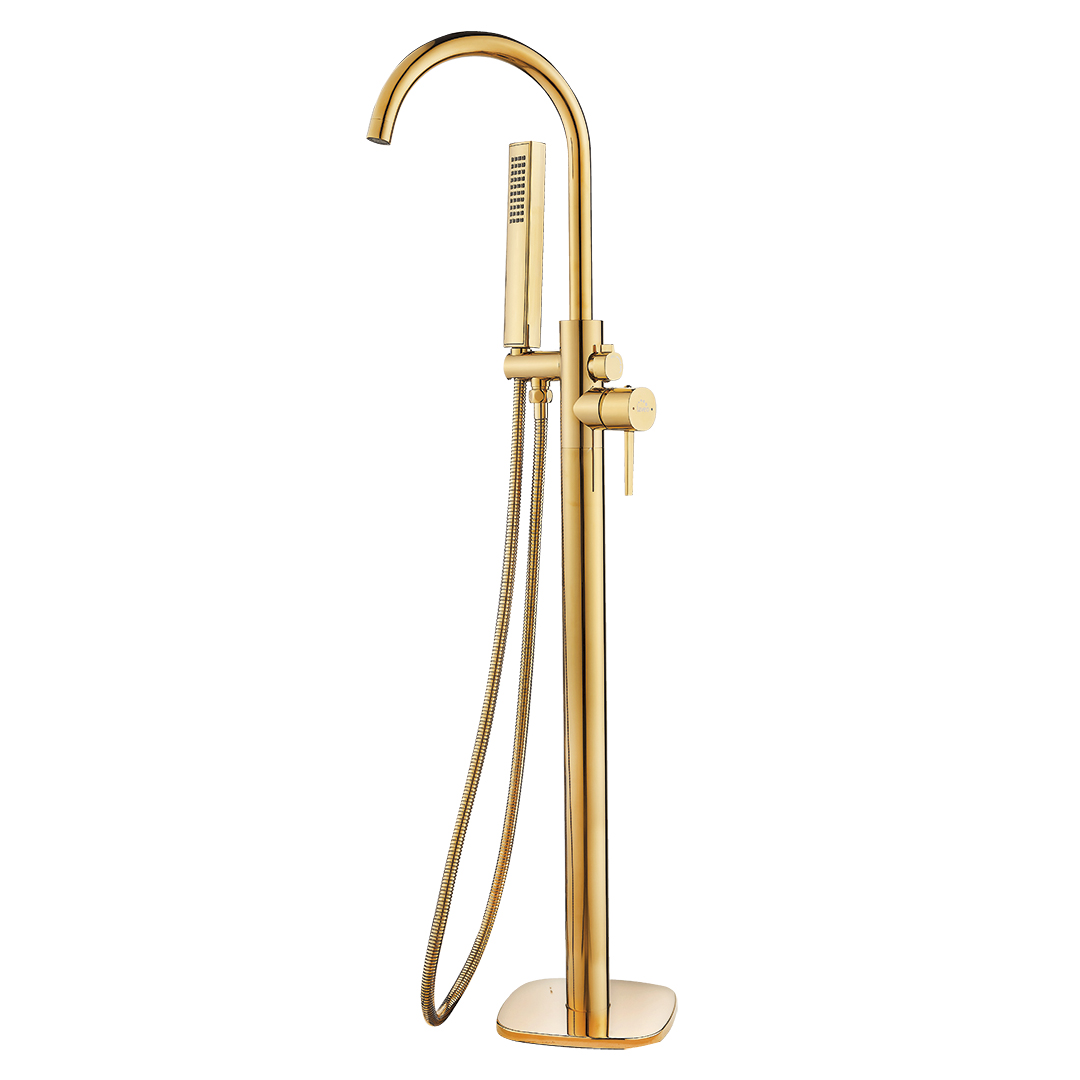 Laveo Pola grifo de bañera y ducha en suelo oro BAPG11S