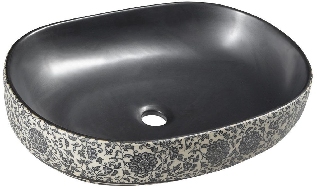 Sapho Priori lavabo 60x40 cm oval sobre encimera negro-azul PI026