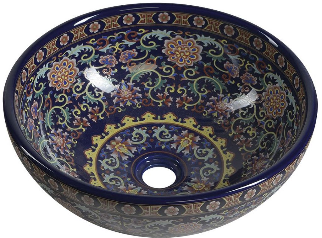 Sapho Priori lavabo 41x41 cm circular sobre encimera azul brillante PI022
