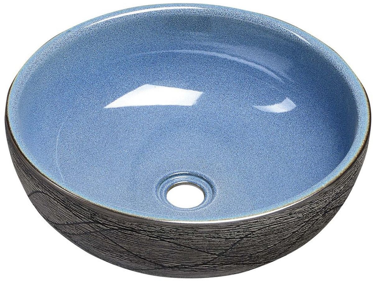 Sapho Priori lavabo 41x41 cm circular sobre encimera gris/piedra-azul PI020