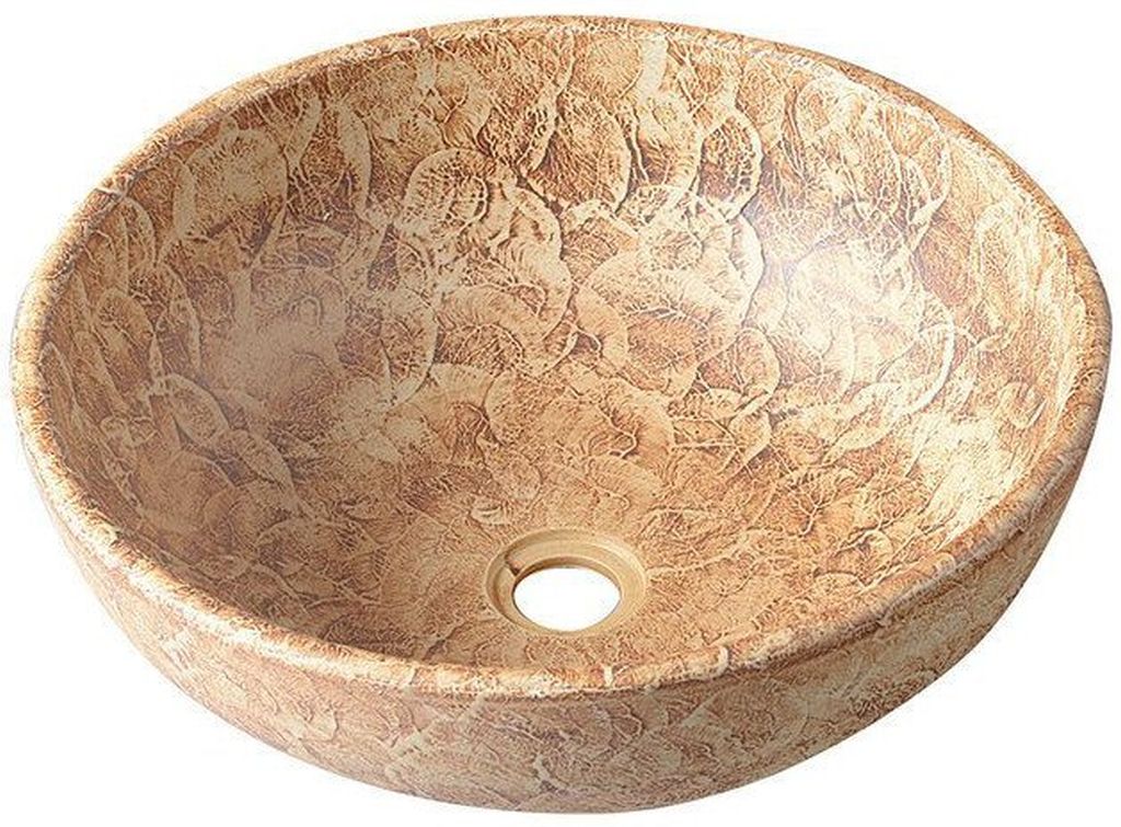Sapho Priori lavabo 41x41 cm circular sobre encimera marrón/beige mate PI010