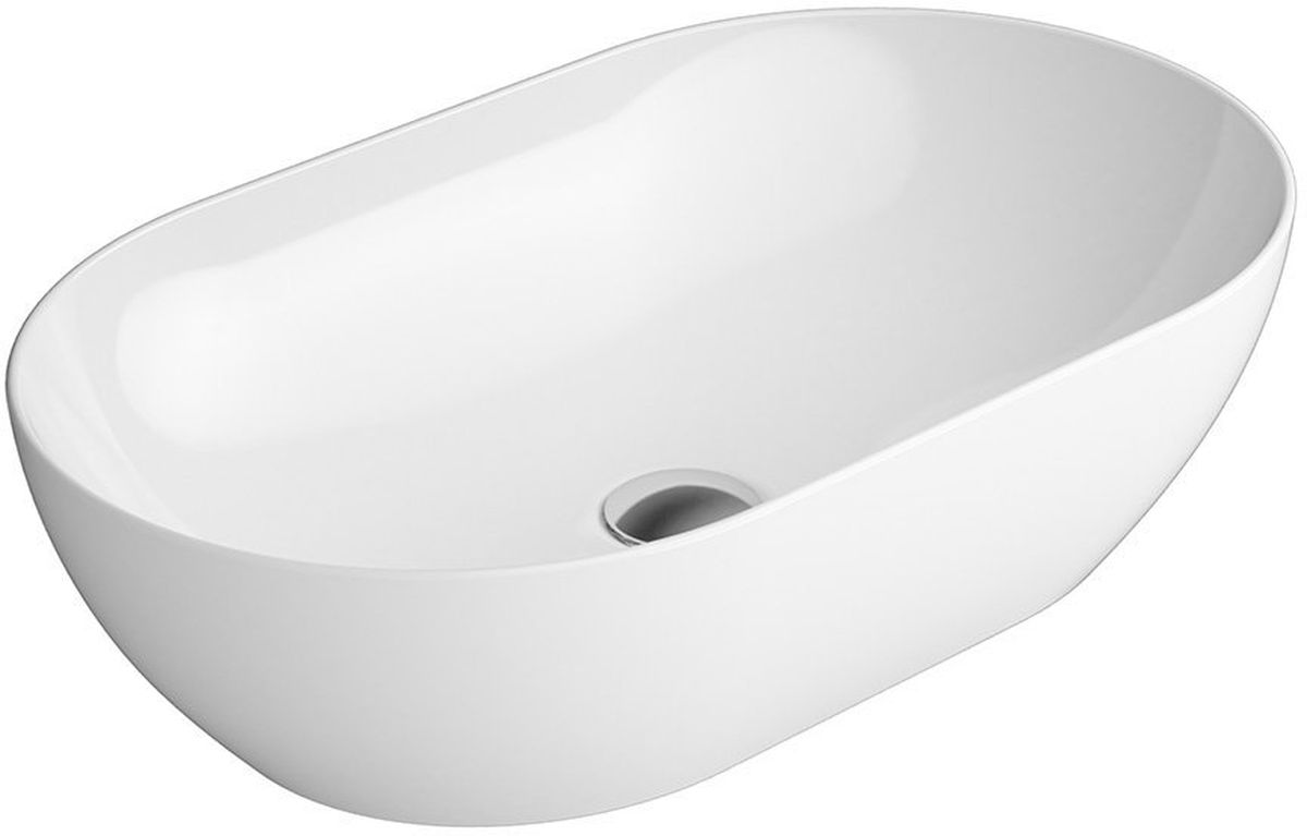 GSI Pura lavabo 60x37 cm oval sobre encimera blanco brillante 883411