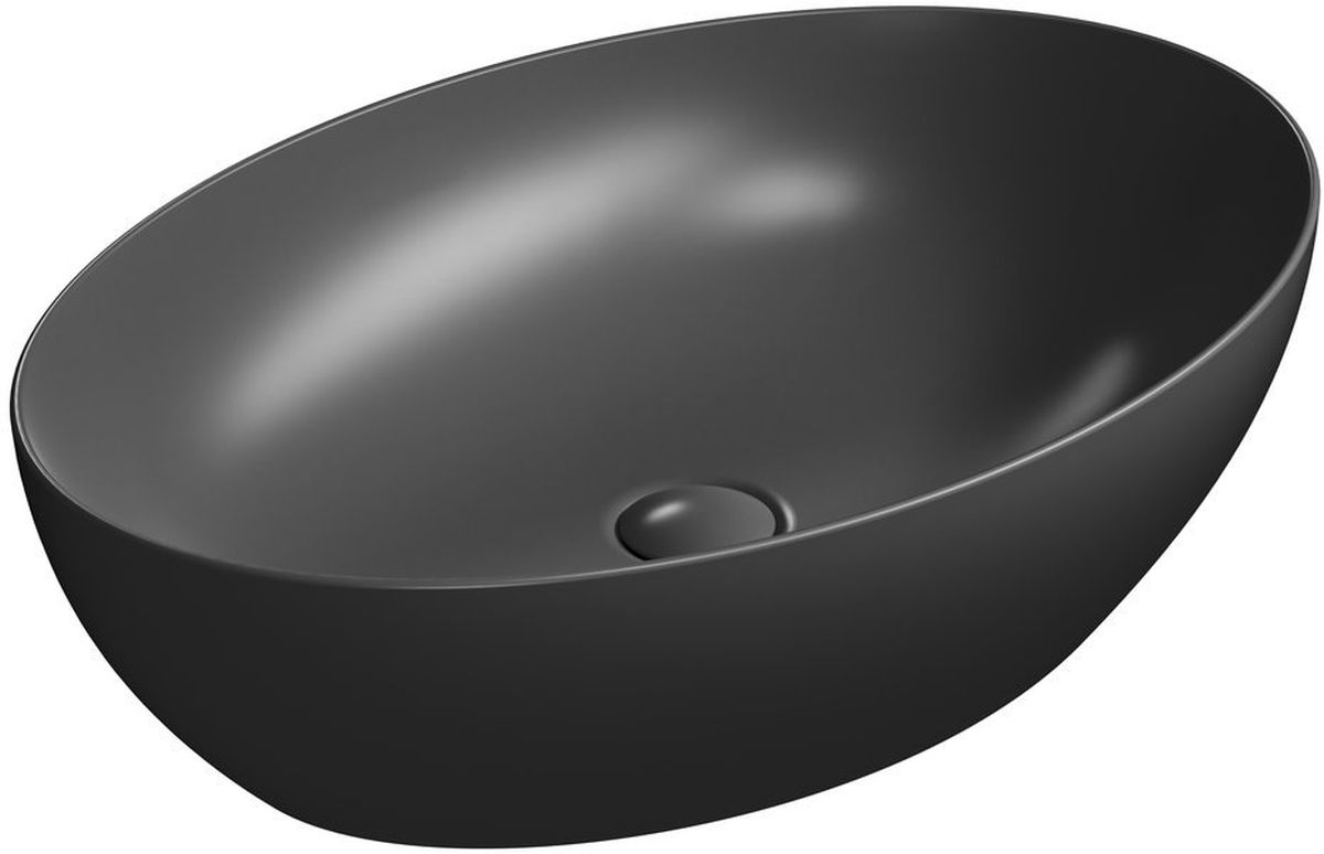 GSI Pura lavabo 60x42 cm oval sobre encimera negro mate 884226