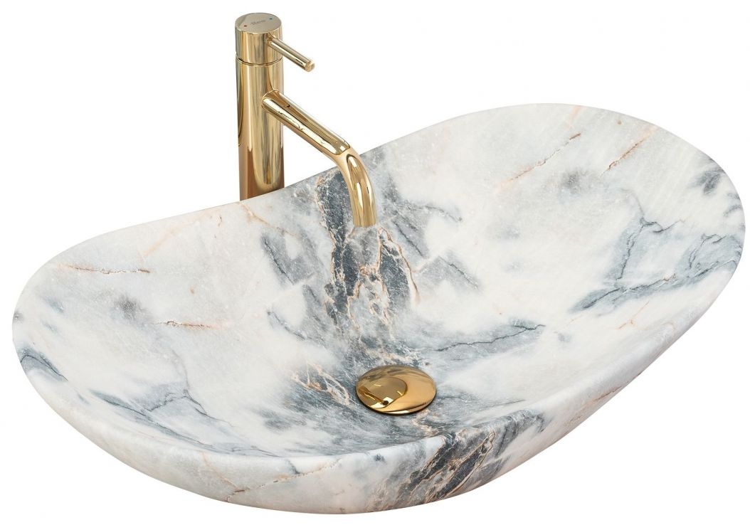 Rea Royal lavabo 62x36 cm oval sobre encimera gris/piedra REA-U8742