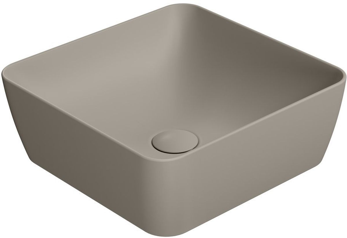 GSI Sand lavabo 38x38 cm cuadrada sobre encimera marrón/beige mate 903805