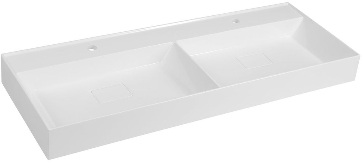 Sapho Godiva lavabo 119x44 cm rectangular clásico-para mueble-doble blanco GU119