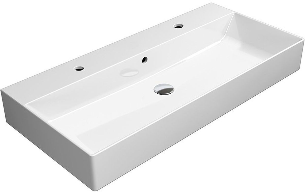 GSI Kube X lavabo 100x47 cm rectangular clásico-sobre encimera-doble blanco 9423211