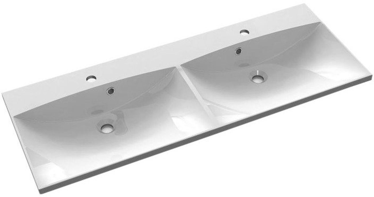 Sapho Maria lavabo 120x46 cm rectangular para mueble-doble blanco brillante MA120